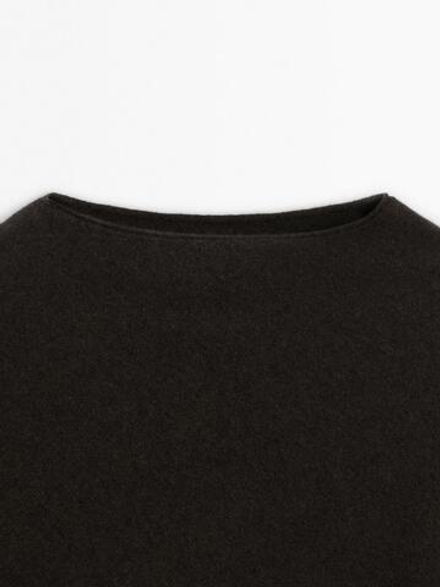 Massimo Dutti Кашемировая накидка асимметричного кроя, коричневый