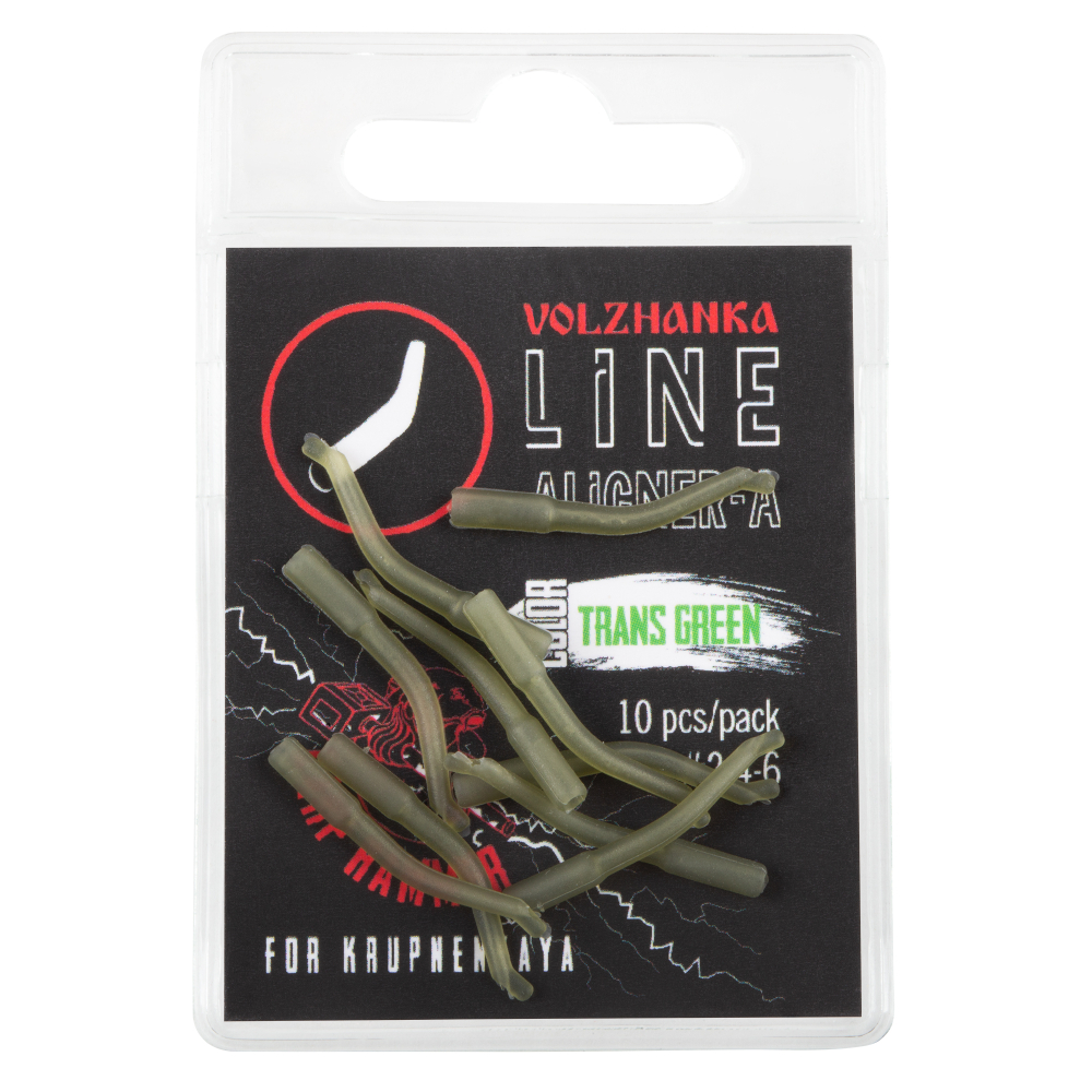 Лентяйка для крючков больших размеров 2-4-6 "Volzhanka Line Aligner-A " цвет Trasn Green (10шт/уп)