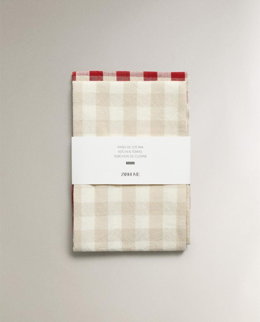 ZARA HOME КУХОННОЕ ПОЛОТЕНЦЕ В КЛЕТКУ (НАБОР ИЗ 2 ШТ.),