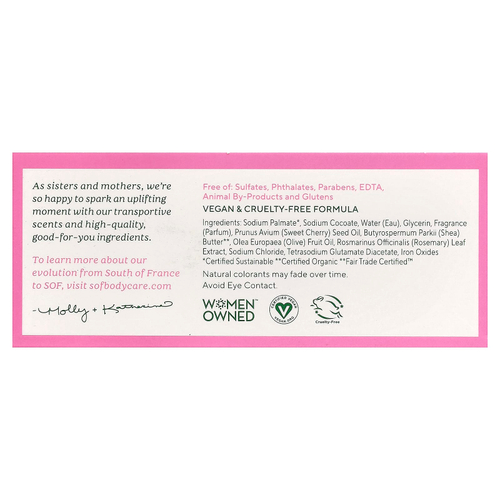 SoF, Кусковое мыло, пилированное по-французски, с органическим маслом ши, с ароматом цветущей вишни, 170 г (6 унций)