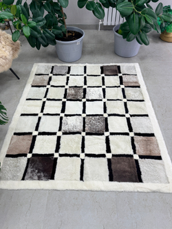 Ковер прямоугольный натуральный мех овчина, 210 х 170 см.