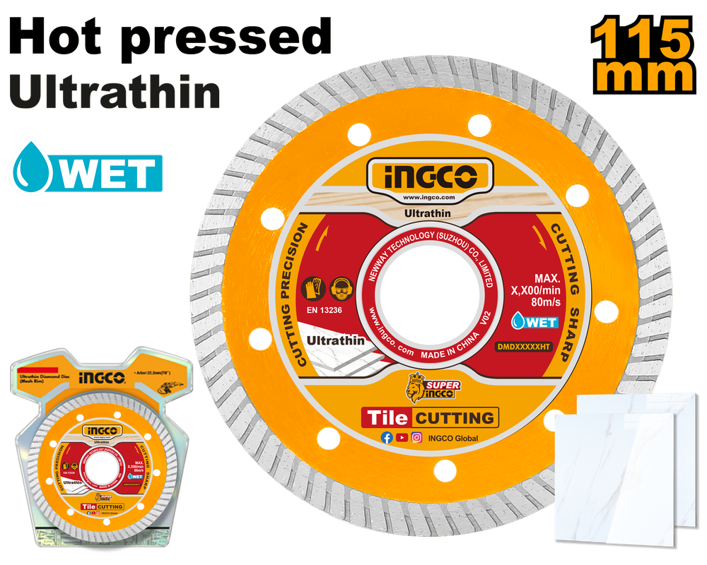 Диск алмазный ультратонкий турбо INGCO DMD031151HT INDUSTRIAL 115х22,2/20 мм