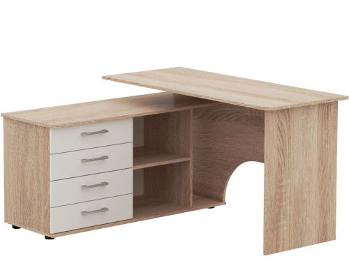 Стол компьютерный угловой Гарвард левый 130*120 (Дуб сонома/Белый)
