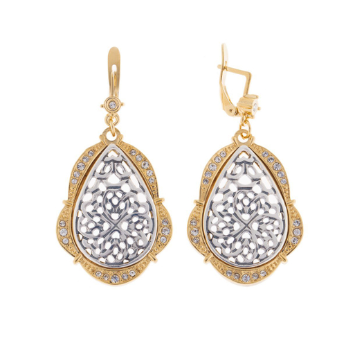 "Мелтем"  серьги в золотом покрытии из коллекции "Багдад" от Jenavi с английским замком