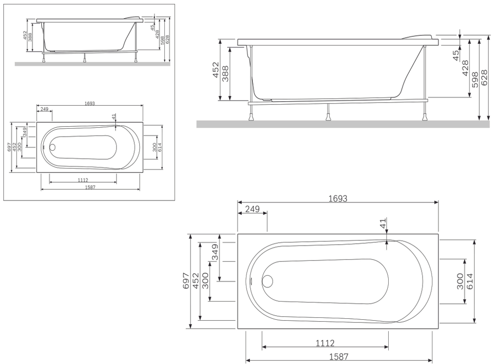 Панель фронтальная для ванны AM.PM Joy W85A-170-070W-P белая