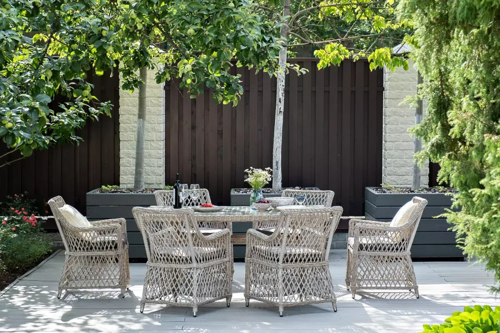 "Латте" обеденная группа плетеная, цвет бежевый