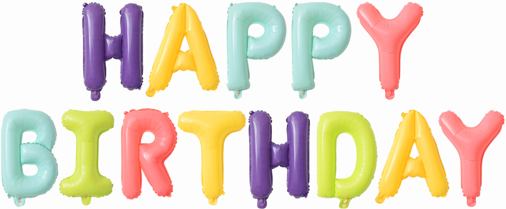 Набор шаров-букв (16''/41 см) Мини-Надпись "Happy Birthday", Ассорти, Макарунс