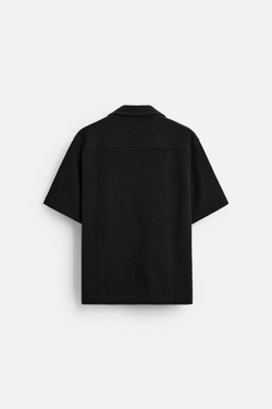 ZARА РУБАШКА ИЗ РЕЛЬЕФНОЙ ТКАНИ, ЧЕРНЫЙ