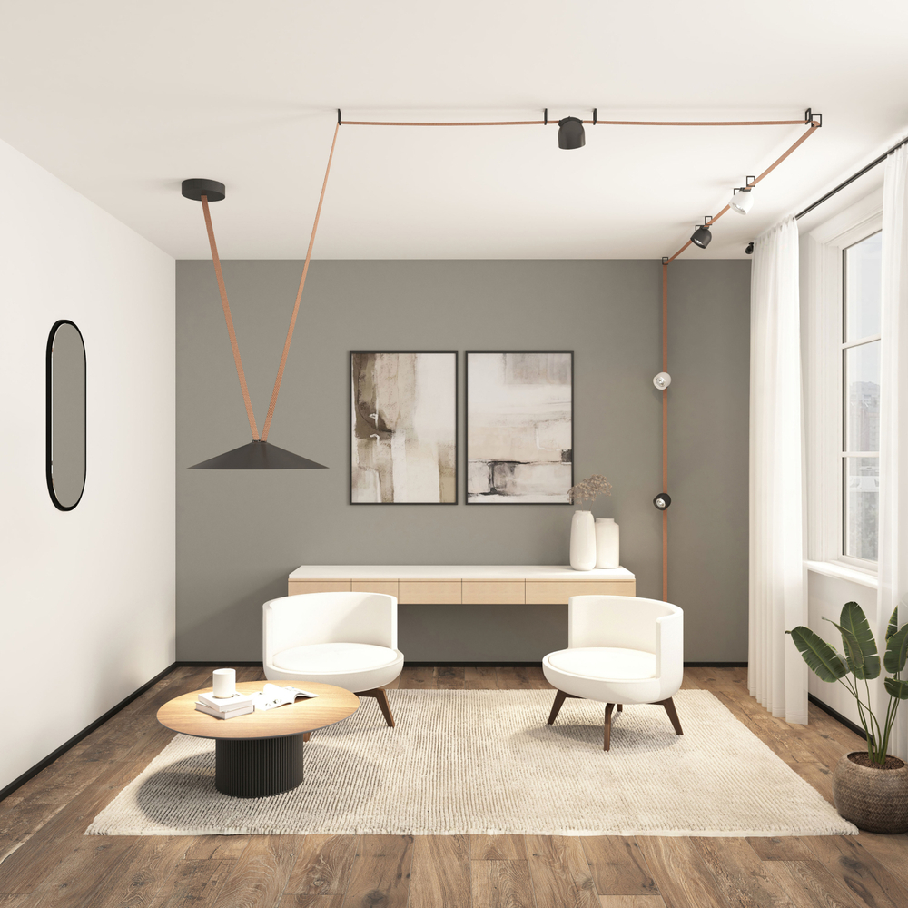 DK5668-BK Cветильник для трека-ремня Belty Smart, серия Flow, со светодиодом, D600*H122мм, 48V DC, 24W, RA90, 120°, 2700-6500K, IP20, черный, алюминий