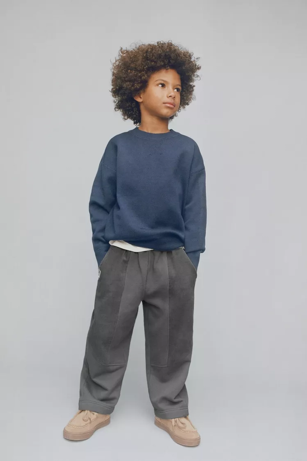 ZARA БРЮКИ ИЗ ВЕЛЬВЕТА И ФУТЕРА, СЕРО-СИНИЙ