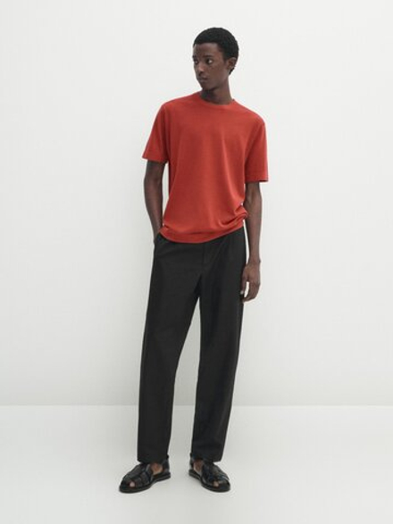 Massimo Dutti Футболка из 100% хлопка, коралловый