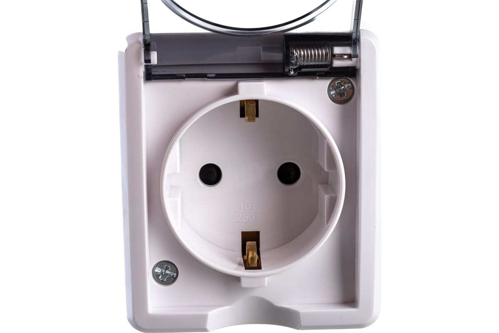 Розетка 1-местная накладная IP54, шторки, 16A-250В, белый Эксперт ЭРА