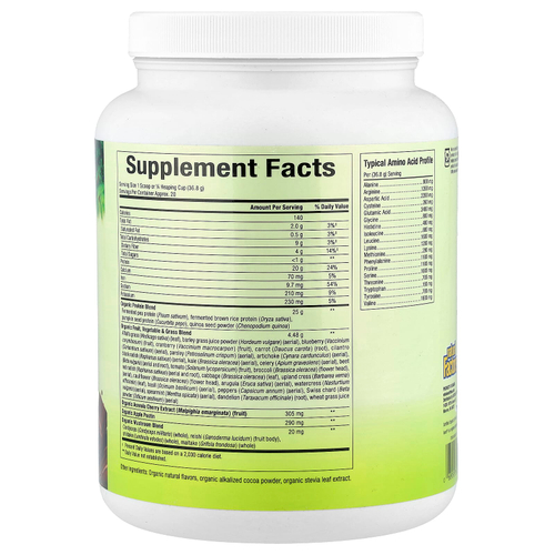 Natural Factors, Whole Earth & Sea, Organic Protein & Greens, Chocolate, 1.62 lbs (736 g)