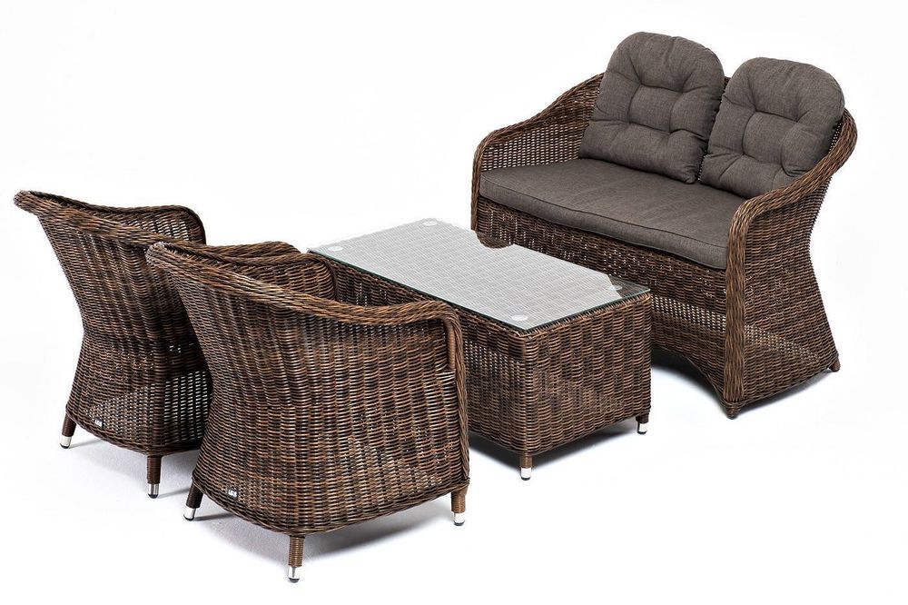 "Равенна" лаунж-зона из искусственного ротанга, цвет коричневый