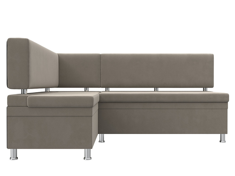 Диван кухонный угловой Стайл левый угол, Бежевый, Микровельвет, 114517L