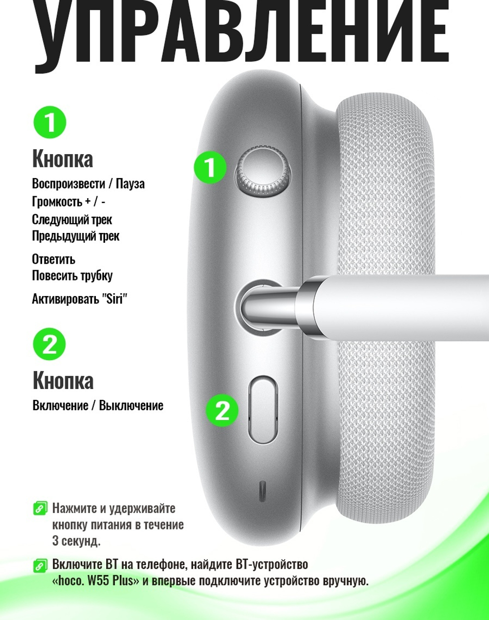 Наушники Hoco W65 Plus белый