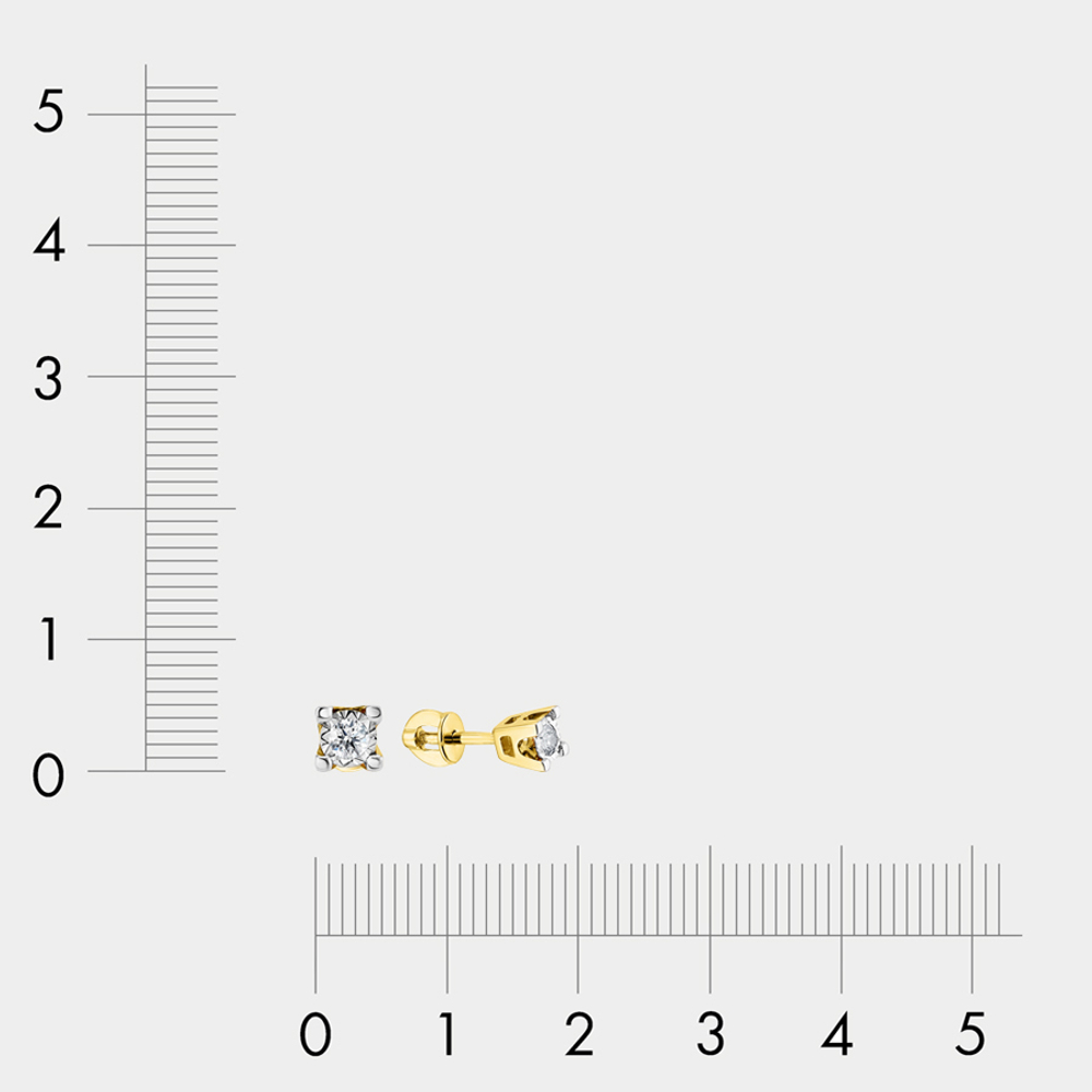Серьги-пусеты из комбинированного золота 585 пробы c бриллиантами (арт. 12-13-6401-11-00-23)