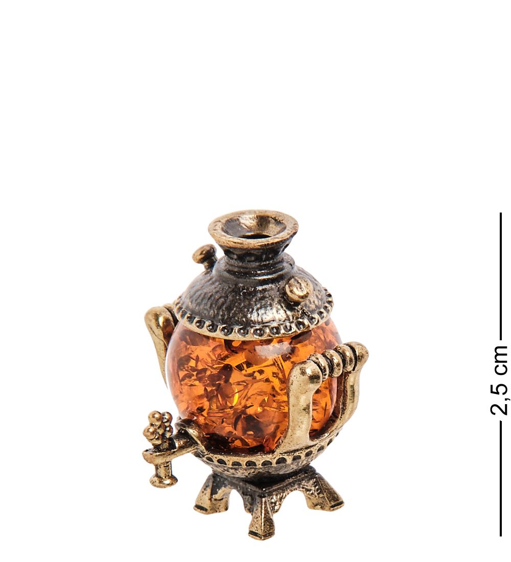 Народные промыслы AM-3230 Фигурка «Самовар» (латунь, янтарь)