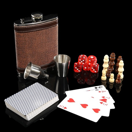 3470679 Набор 6 в 1: фляжка 8 oz, рюмка, воронка, кубики 5 шт