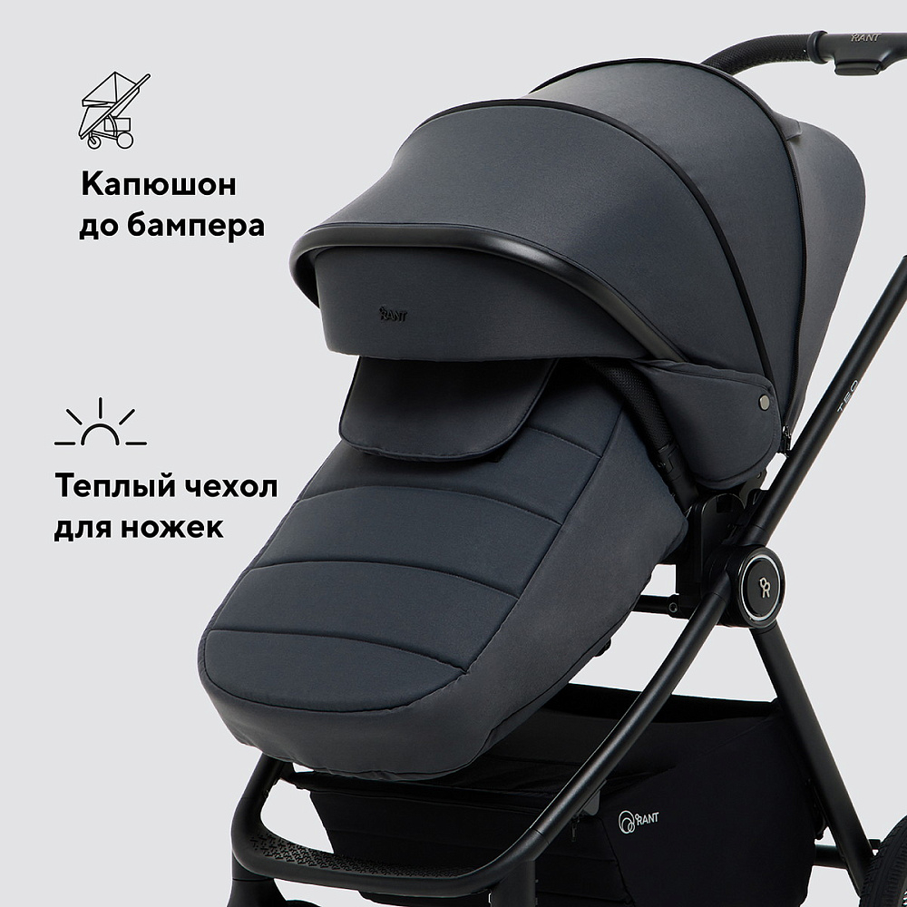 Детская коляска Rant Teo Soft 3 в 1 с автокреслом Aster Zero Graphite Graphite