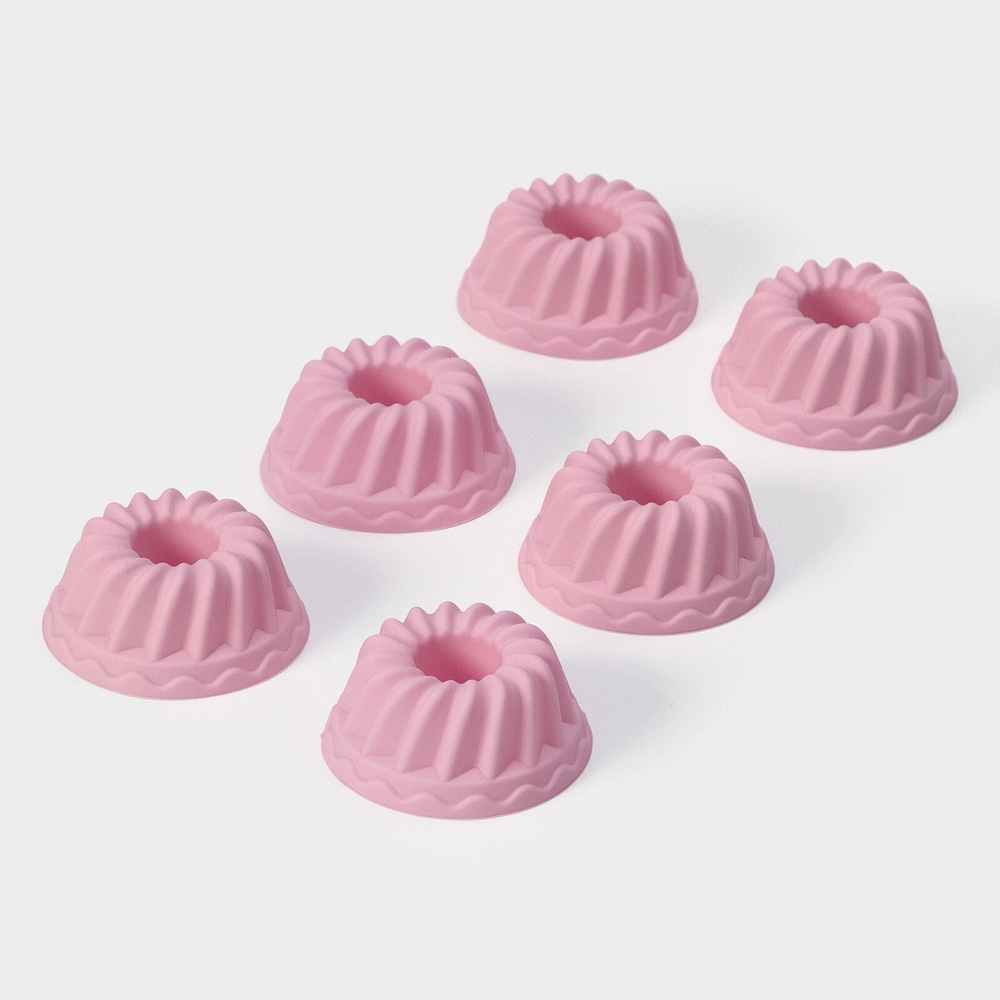 Форма силиконовая "Немецкий кекс", 6 ячеек (d=7 см)