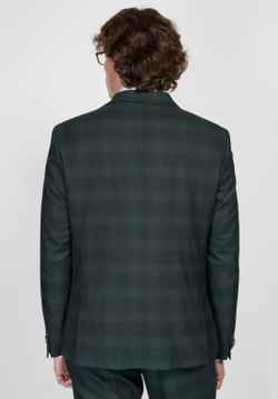 Мужской костюм тройка в клетку (зеленый) В85