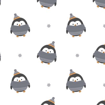 Забавные пингвины со снежинками