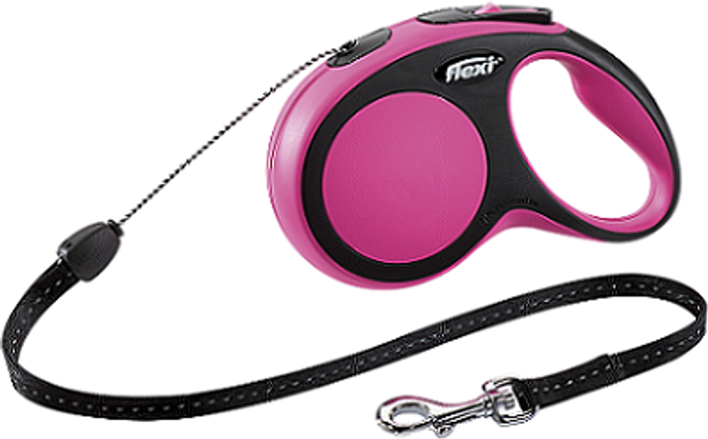 Поводок-рулетка Flexi New Comfort S (до 12 кг) трос 5 м черный/розовый