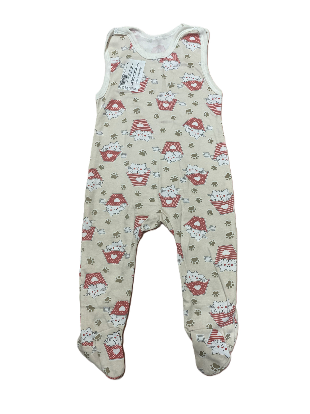 Ползунки длинные на кнопках из футера (100% хлопок с начесом) на рост 80 см