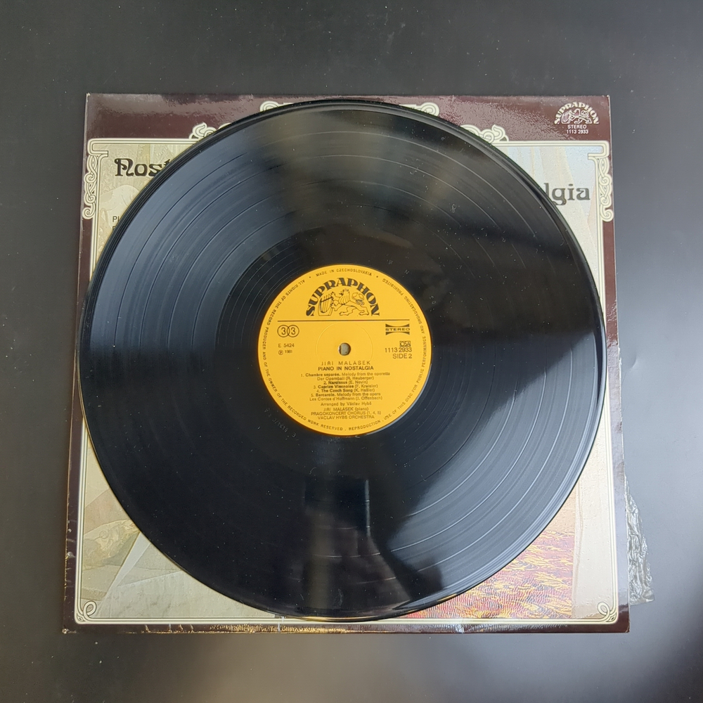 LP Jiri Malasek - Piano In Nostalgia - Ностальгическое фортепиано. Виниловая пластинка 12 дюймов. Supraphon Чехословакия 1981 год.