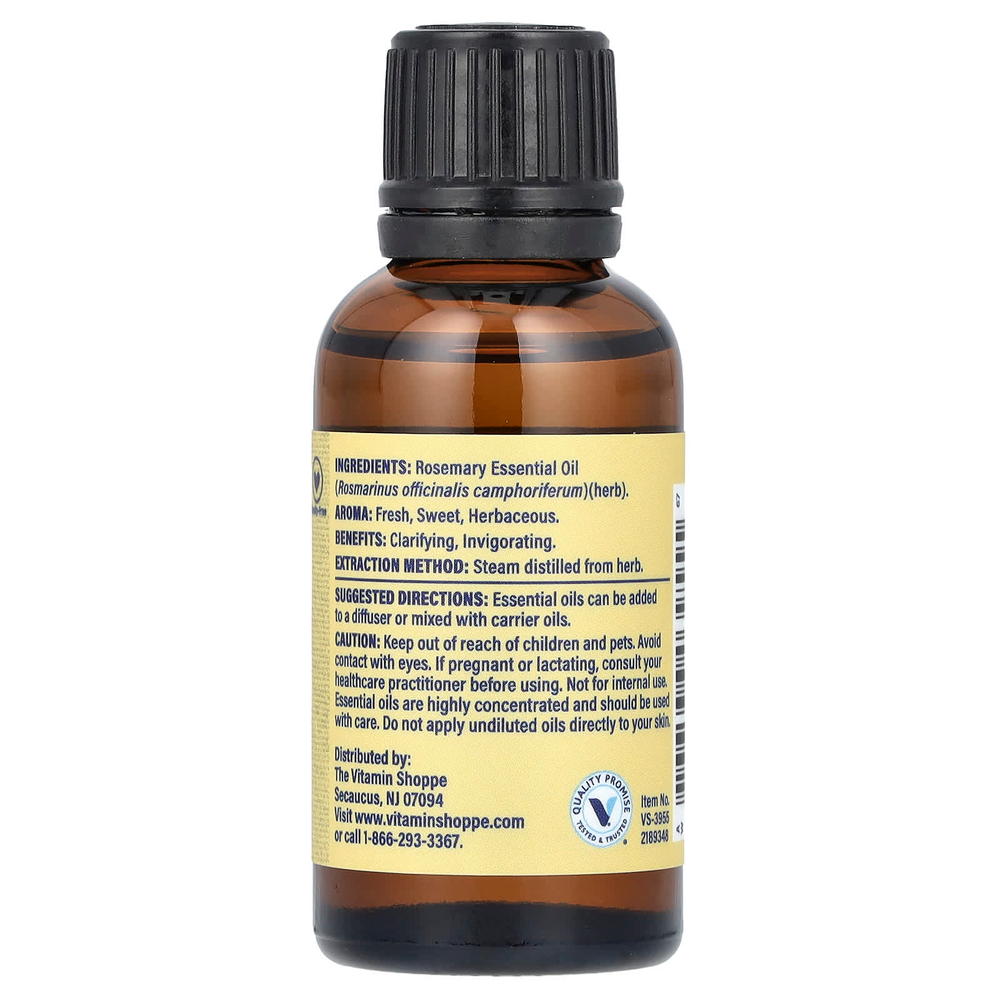 The Vitamin Shoppe, 100% чистое эфирное масло, розмарин, 30 мл (1 жидк. унц.)