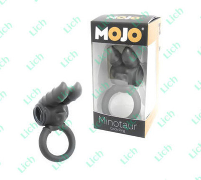 Черное эрекционное кольцо с вибростимуляцией клитора Минотавр