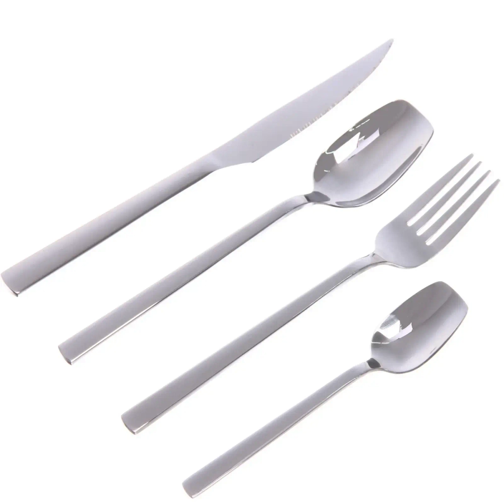 Набор столовых приборов «SANLI» 16шт (4ножа, 4вилки, 4ст.ложки, 4ч.ложки), цвет серебро, прямой