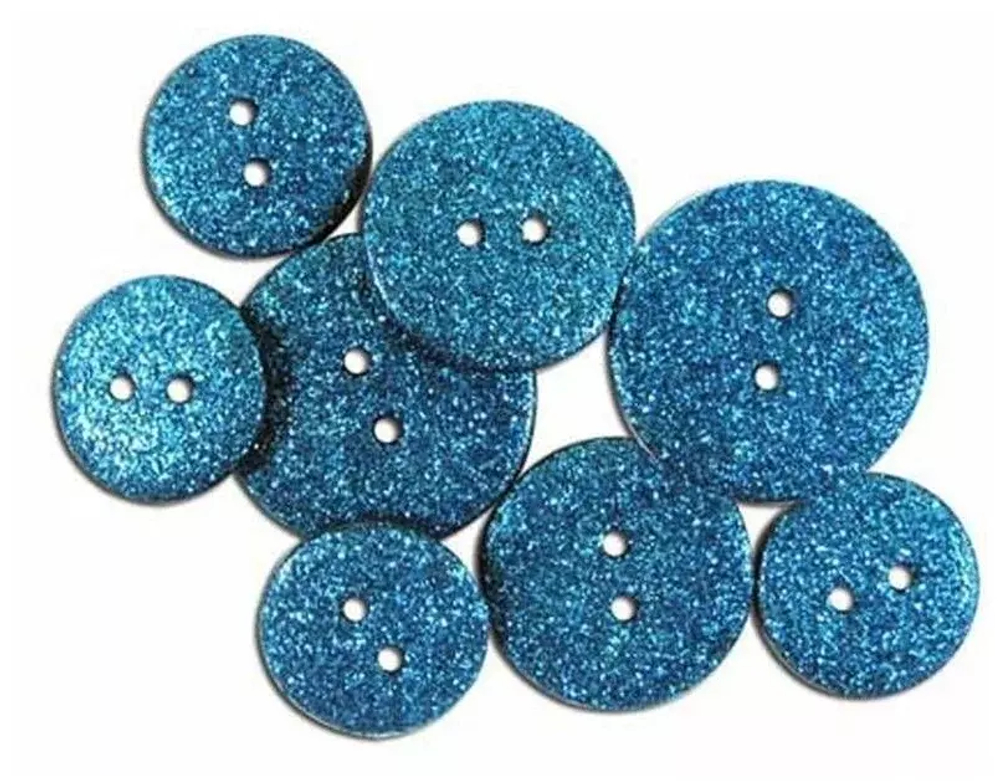 Пуговица №112 Glitter Buttons, синий с блестками