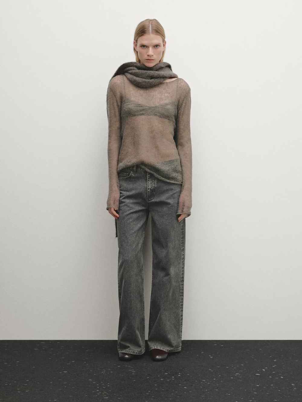 Massimo Dutti Свитер с ажурным узором, цвет верблюжьей шерсти