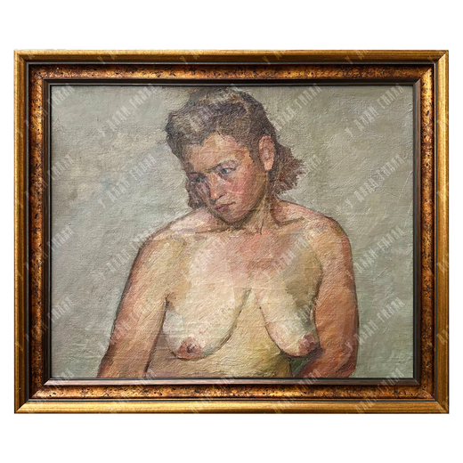 [Ню] Динес Ю. С. Ню с поворотом головы. Холст, масло.