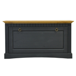 Скамья в прихожую Неаполь 93х50х39 см из массива сосны, деревянная обувница,серый воск, антик