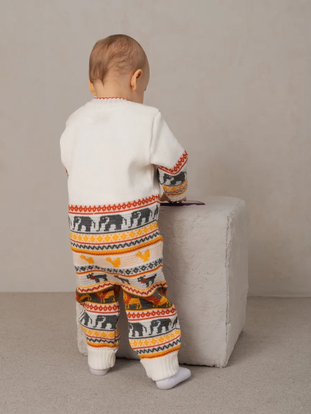 Вязаный комбинезон для новорожденных и малышей на молнии