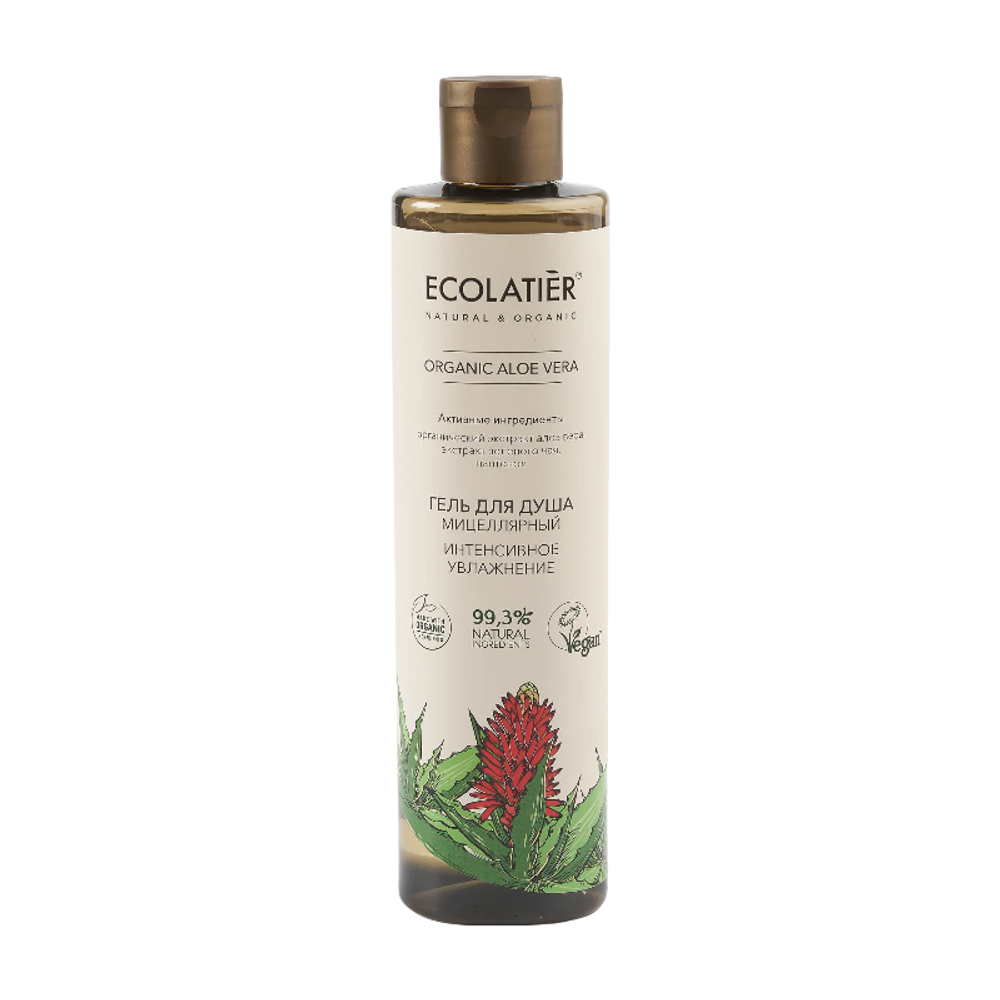 Мицеллярный Гель для душа ИНТЕНСИВНОЕ УВЛАЖНЕНИЕ ORGANIC ALOE VERA 350мл (ECOLATIER)