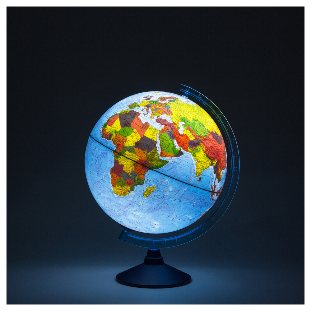 Глобус физико-политический Globen, 32см, с подсветкой от батареек на круглой подставке