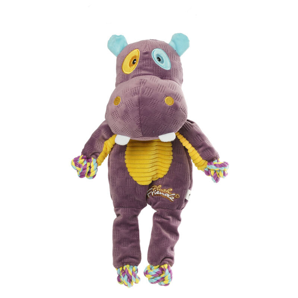 85066 Игрушка для собак Бегемот с веревкой 34см, серия PLUSH FRIENDZ