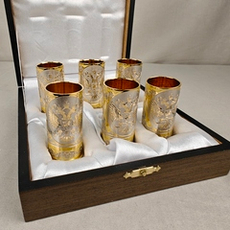 Подарочный набор стопок "Герб РФ" в подарочном футляре (Златоуст)