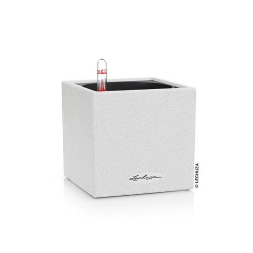 Кашпо Lechuza "Canto Stone Complete quarz white" (пластик), 40x40xH41 см