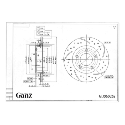 Диск тормозной GANZ задний перфорированный PRO-Line с покрытием (комплект - 2 шт) MAZDA 3 1.4 / 1.6L all 03 Арт.: GIJ06026S