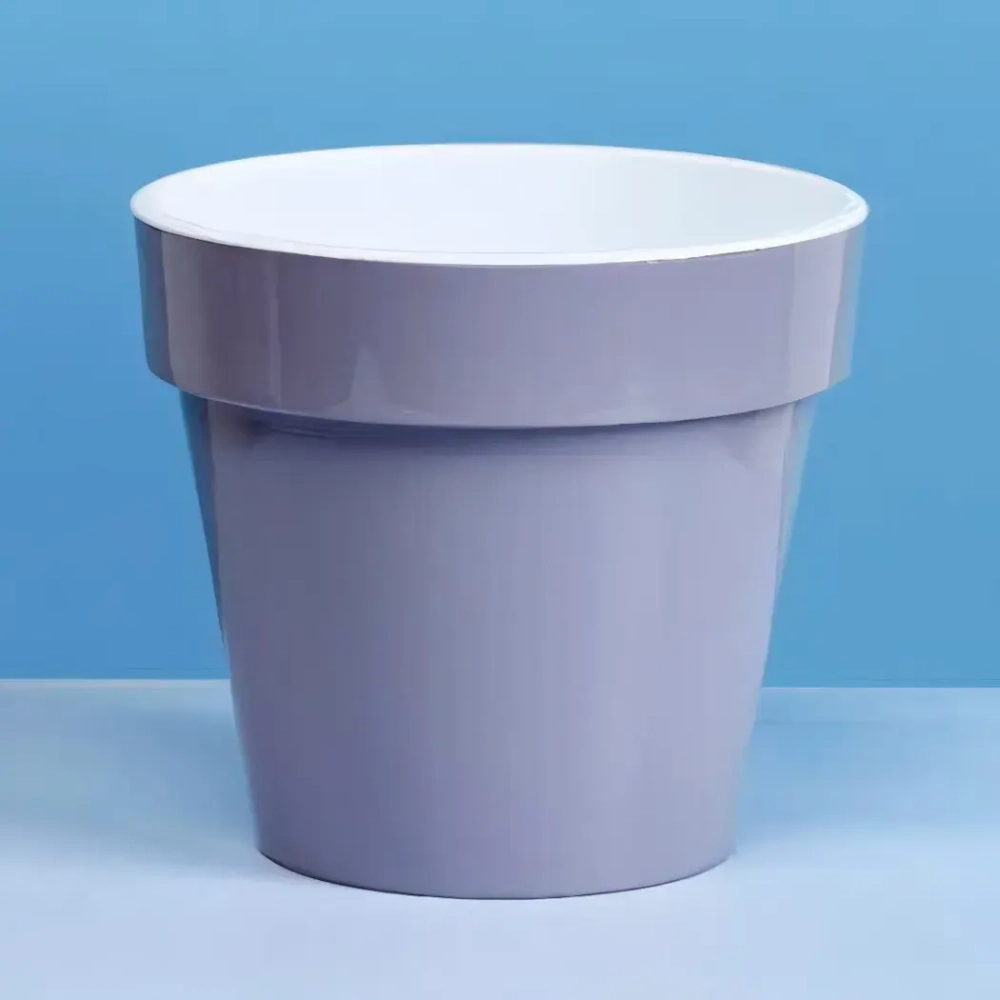 Кашпо для цветов пластиковое 2,4л d-17,5"Порто» со вставкой серый шёлк