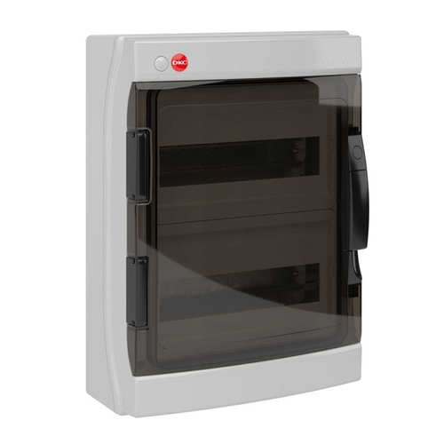 Щиток настенный RAM base (2х12) на 24 модуля прозрачная дверь с клеммным блоком 63А серый IP65 DKC RB24W6TGD