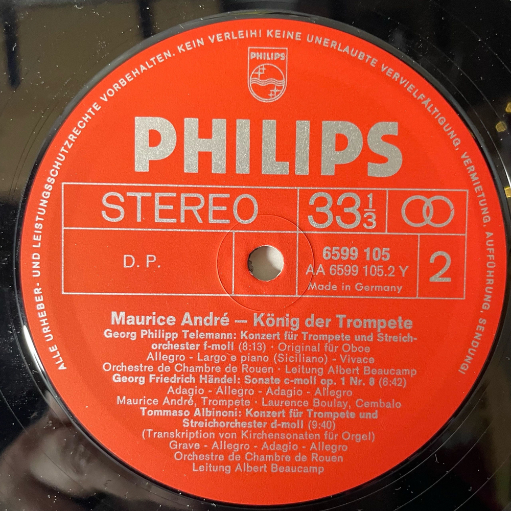 Винтажная виниловая пластинка LP Maurice Andre, Альбинони, Персел, Вивильди, Корелли, Гендель, Konig Der Trompete (Германия 1975)
