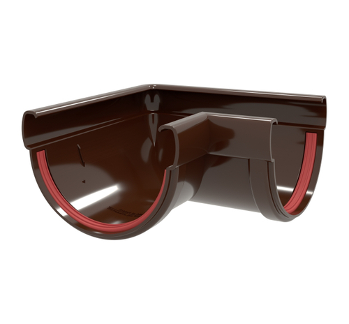 Угол желоба 90 град.Дизайн 135 ПВХ Grand Line коричневый