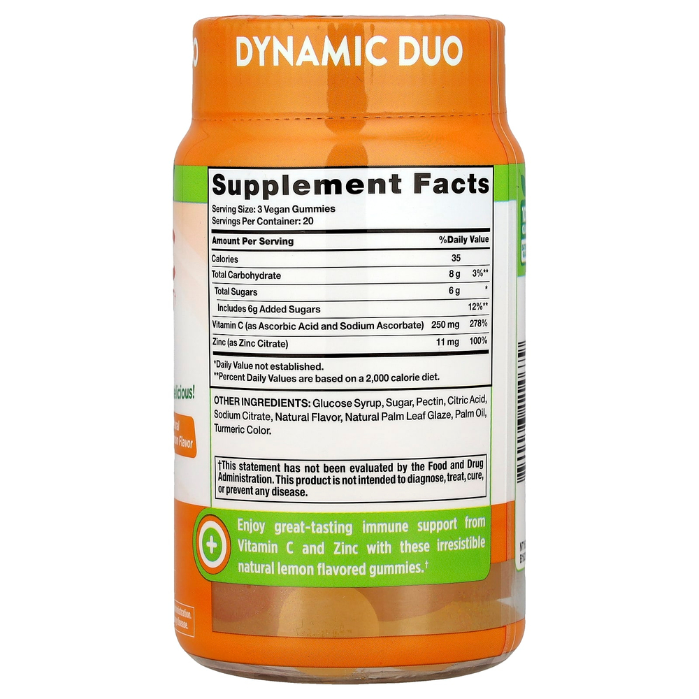 Nature's Truth, C + цинк, жевательные таблетки для поддержки иммунитета, натуральный лимон, 60 веганских жевательных таблеток