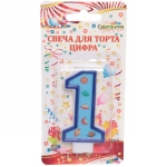Свеча для торта Цифра Космос «1» 6 см